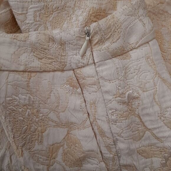BELLESSA | Floral Jacquard Brocade Crop Ankle Dress Pants Light Cream 14 Flawed - Picture 13 of 16